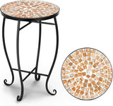 VINGLI Mosaic Outdoor Side Table, 14" Round End Table, Accent Table, Plant Stand Ideal for Pool Side, Porch, Patio - Photo 1