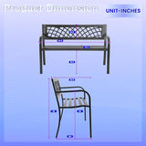 24/7 Shop at Home Lance 46 Inch Modern Metal Outdoor Bench with Back, All Weather Resistant and Non-Slip Footrest - Photo 2