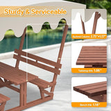 Wooden Picnic Table,Outdoor Wooden Dining Rectangle Table w/Umbrella Hole,for Patio,Garden,Backyard - Photo 9
