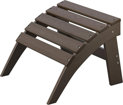Adirondack Ottoman, HDPE Plastic Outdoor Foot Rest Stool for Patio Chair Backyard Porch Pool Deck Garden, All Weather Resistant Lightweight Portable Comfort(Coffe)