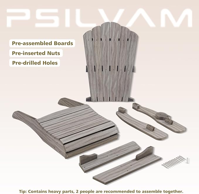Psilvam Oversized Adirondack Chair, Fade-Resistant & Odor-Free Poly Lumber Fire Pit Chairs with Cup Holder - Photo 6