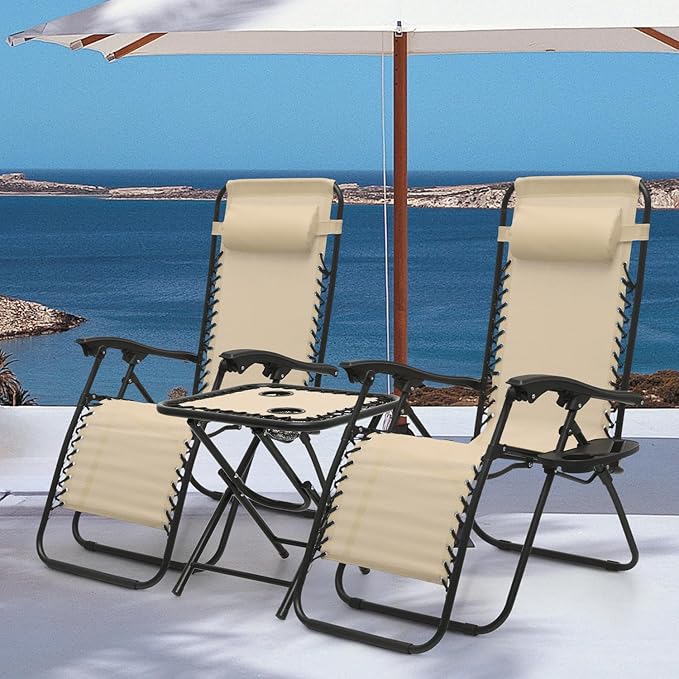 MoNiBloom 3 Pieces Cozy Lounge Chairs Table Set for Outside - Photo 4