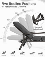 HOMEFUN Outdoor Chaise Lounge Chair 3-Piece Set, Hand-Brushed Wood Grain Cast Aluminum Recliners with Side Table - Photo 3