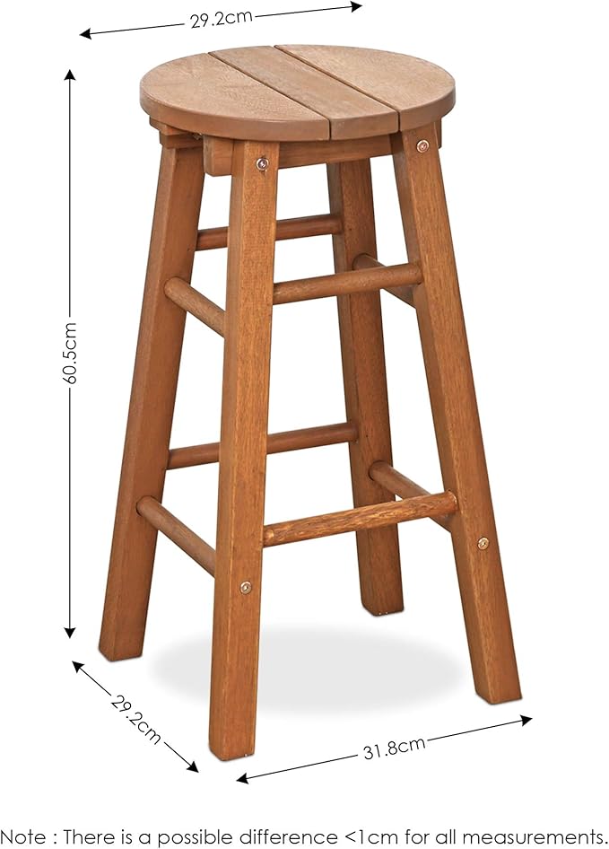 Furinno FG17629 Tioman Outdoor Hardwood Patio Furniture Promo Arch Bar Stool (Set of 2), Natural - Photo 2