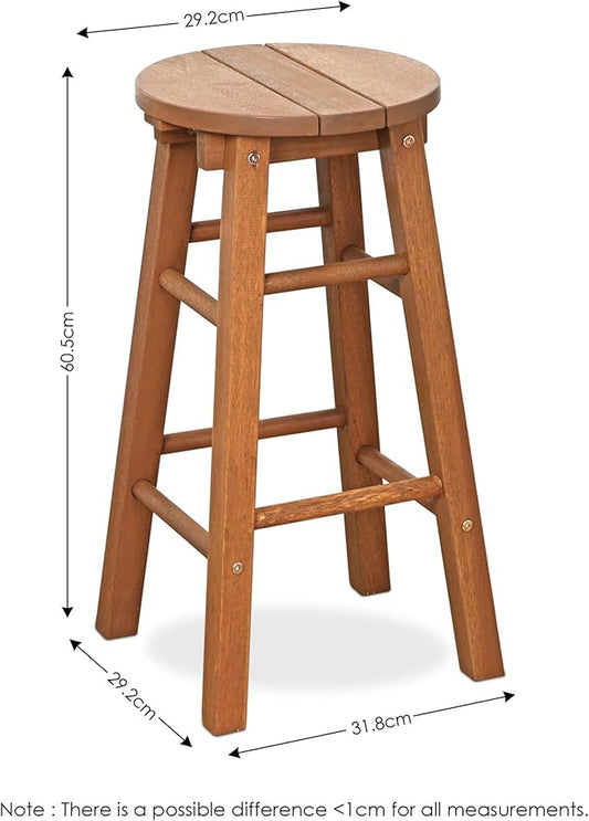 Furinno FG17629 Tioman Outdoor Hardwood Patio Furniture Promo Arch Bar Stool (Set of 2), Natural