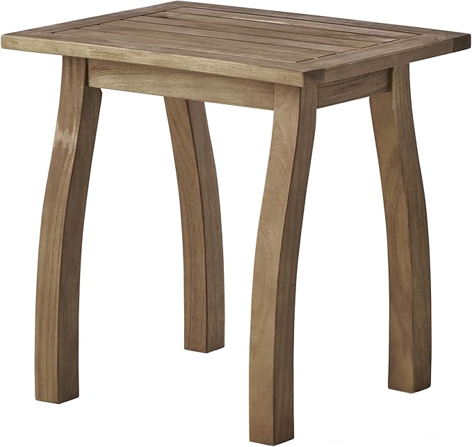 Christopher Knight Home Selma Acacia Wood Outdoor Side Table, Decorative Rectangular Small Accent Table, Weather Resistant Patio End Table for Balcony Beach Pool Side, Slatted Design, Natural Stained