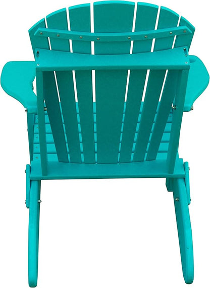 Furniture Barn USA Poly Folding Adirondack Chair with Smart Phone Holder, Aruba Blue