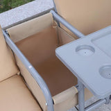 Outsunny 2 Person Porch Swing with Stand, Outdoor Swing with Canopy, Pivot Storage Table, 2 Cup Holders - Photo 8