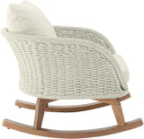 Outdoor Wooden Rocking Chair, Patio Rocking Chair with Soft Cushions & Wood Leg - Photo 5
