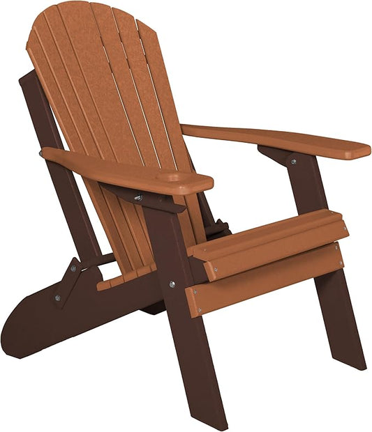 Furniture Barn USA Poly Folding Adirondack Chair with Smart Phone Holder, Cedar and Tudor Brown