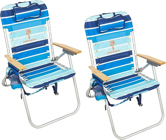 Tommy Bahama Hi-Boy 17" Seat Height 4-Position Lace-Up Suspension Folding Beach Backpack Chair - Photo 1