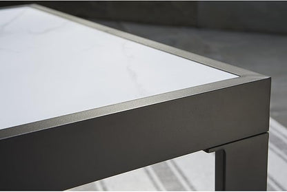 Signature Design by Ashley Beachloft Casual Glass Tabletop Outdoor Coffee Table with Sled Base, Gray & Black