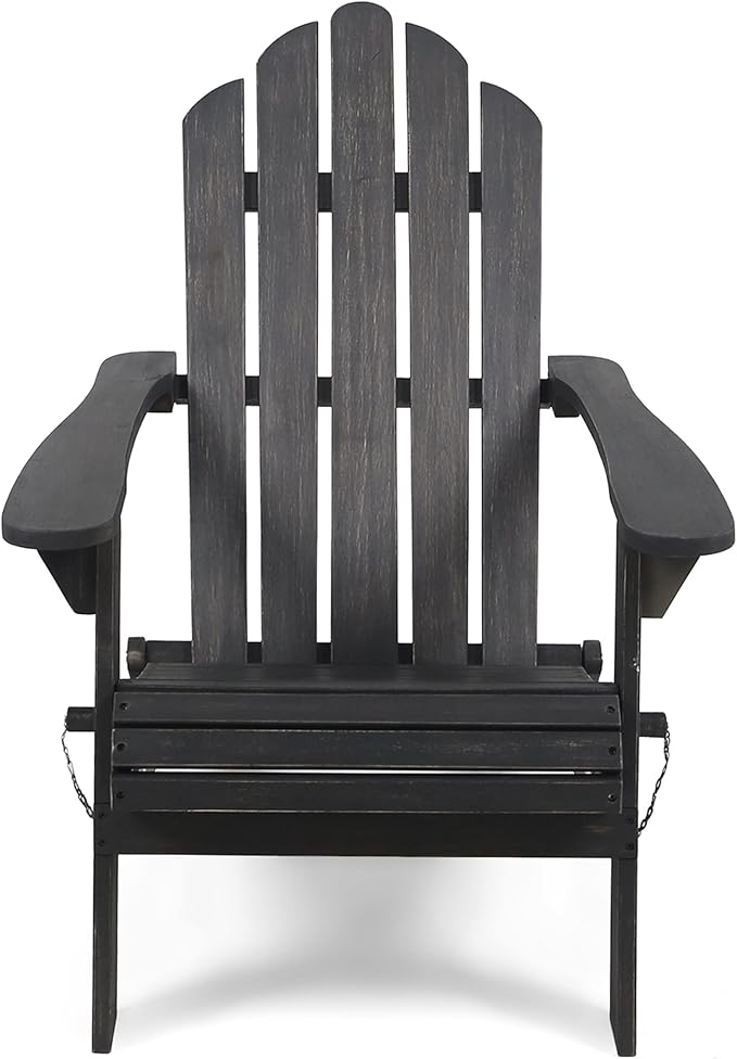 Christopher Knight Home Foldable Adirondack Chair Outdoor Acacia Wood Patio Chair with Slat Panel Design and Compact Folding Frame for Porch Backyard