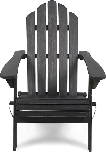 Christopher Knight Home Foldable Adirondack Chair Outdoor Acacia Wood Patio Chair with Slat Panel Design and Compact Folding Frame for Porch Backyard