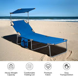 Giantex Tanning Chair, Patio Chaise Lounge Chair with 5 Adjustable Position, Shade Canopy, Storage Pocket, Camping Cot - Photo 5
