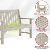 Costaelm Garden Bench, Farmhouse Park Front Porch for Entryway Bench Outdoor Seating Low Bench Patio Bench - Photo 4
