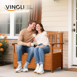 VINGLI Outdoor Storage Bench, Large Wood Deck Box with Seating, Weatherproof Outdoor Bench with Storage Loveseat - Photo 2