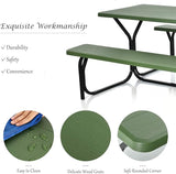 Giantex Picnic Table Bench Set Outdoor Camping All Weather Metal Base Yard Pool Dining Party Garden Patio Lawn Deck - Photo 4