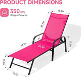 Simple Delxue Folding Chaise Lounge Chair with 5 Reclining Positions, Beach Recliner Chair with Armrests - Photo 2