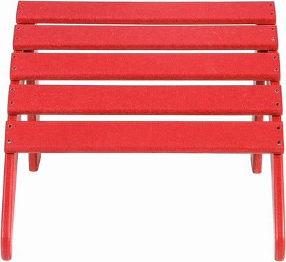 WO Home Furniture Adirondack Chair Outdoor Ottoman Set of 2 PCS Classic Patio Furniture (Red)
