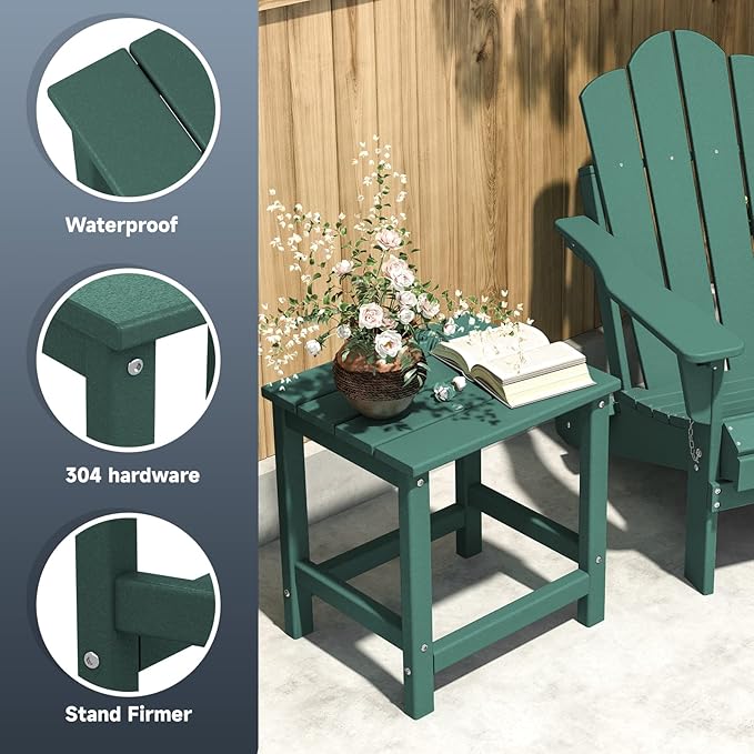 KINGYES Adirondack Outdoor Side Table, Green - Photo 4