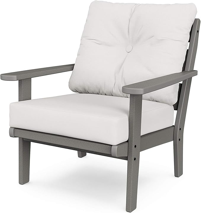 POLYWOOD® Lakeside Deep Seating Chair in Slate Grey/Natural Linen