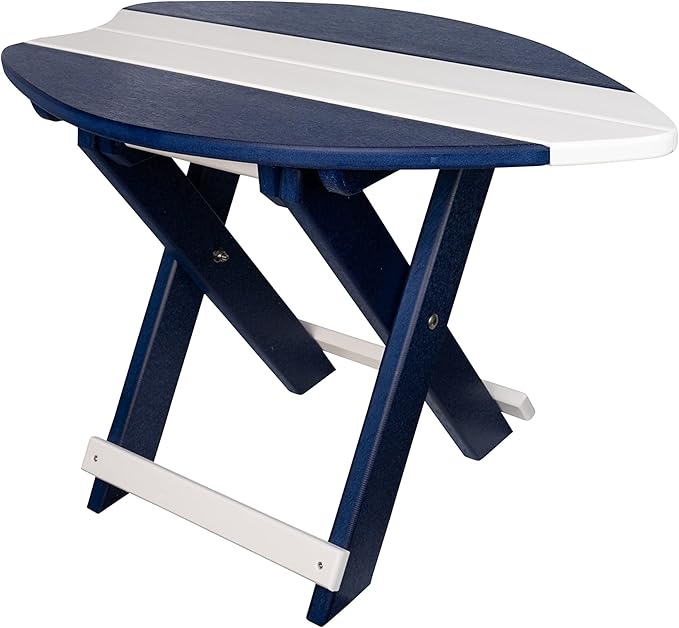 Amish-Made Surfboard Shaped Navy Blue Poly Folding Side Table