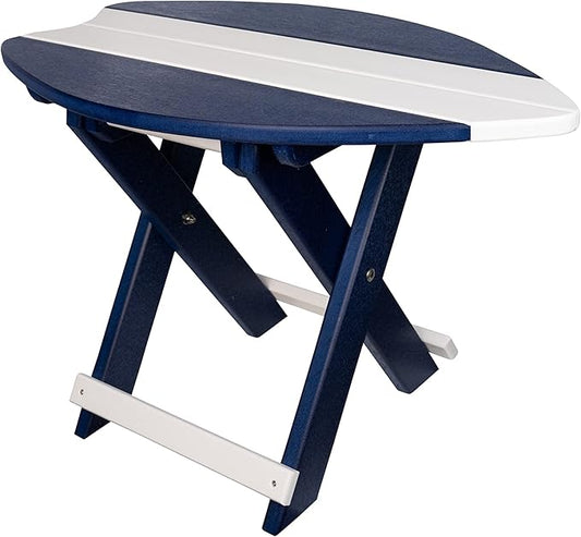 Amish-Made Surfboard Shaped Navy Blue Poly Folding Side Table