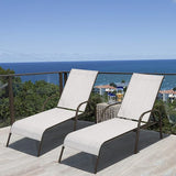 Giantex Set of 2 Patio Lounge Chair, Outdoor Chaise Lounge with 5 Adjustable Backrest, Sturdy Steel Frame - Photo 1