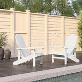 White HDPE Adirondack Garden Chairs Set of 2, High-Density Polyethylene Outdoor Patio Furniture with Classic Design - Photo 1