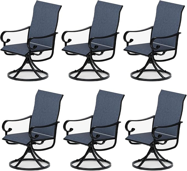 Patio Swivel Chairs Set of 6, Outdoor Dining Chairs with High Back - Photo 1