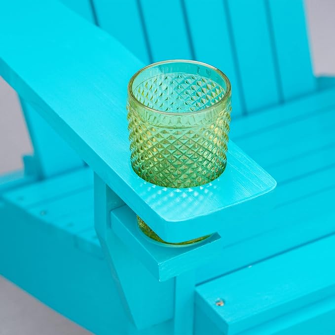 Folding Adirondack Chair, Outdoor Adirondack Chairs with Wood Texture, Acacia Wood Fire Pit Chairs, All Weather, for Deck Backyard Patio Outdoor Garden (Sky Blue)