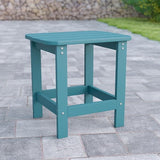Flash Furniture Charlestown Tiered Commercial Poly Resin Adirondack Side Table - Teal - All-Weather - Indoor/Outdoor - Photo 2