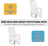 Poly Lumber Patio Glider with Cup Holders, High Backrest and Deep Contoured Seat, HIPS Material, All-Weather Resistant - Photo 4