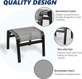 Outdoor Patio Ottoman Seat Textilene Portable Metal Footstool Portable Footrest Patio Chairs 2 Set Grey - Photo 4