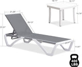 PURPLE LEAF Patio Chaise Lounge Chair Set of 3 Outside Aluminum Plastic Stackable Tanning Chairs for Pool Sunbathing - Photo 2
