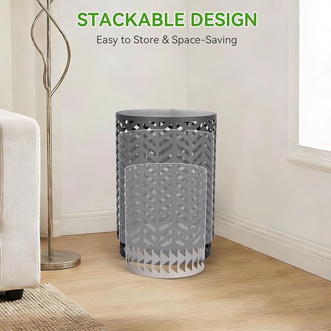 Outdoor Side Table, 3 Piece Garden Stool Set, Decorative Metal Side Table Stools, Stackable Patio Coffee Tables for Balcony, Garden, Indoor Living Room