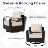 Outdoor Aluminum Furniture Set, 6-Piece Patio Conversation Set, 2 Swivel Chairs, 2 Chairs, 1 Sofa and 1 Table - Photo 7