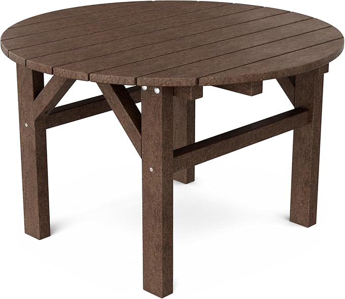 Wildridge Classic 33" Occasional Table, Tudor Brown - Outdoor Weather Resistant Recycled Plastic Furniture for Patio
