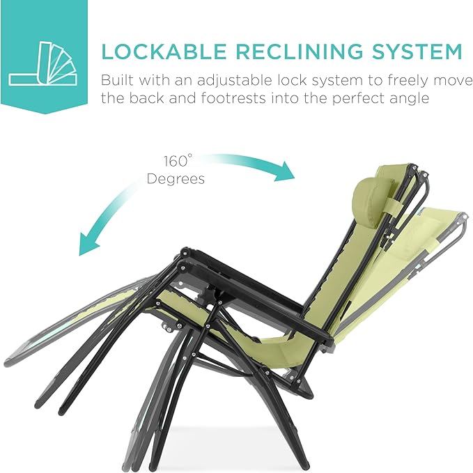 Best Choice Products Folding Zero Gravity Outdoor Recliner Patio Lounge Chair w/Adjustable Canopy Shade, Headrest - Photo 3