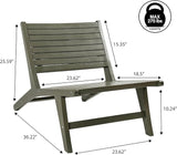 JONATHAN Y PAT2000D Leo Mid-Century Modern Wood Armless Outdoor Lounge Chair, Contemporary, Bohemian, Coastal - Photo 3