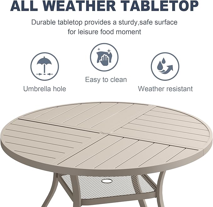 VICLLAX 40.6" Round Patio Dining Table for 4 - Photo 9