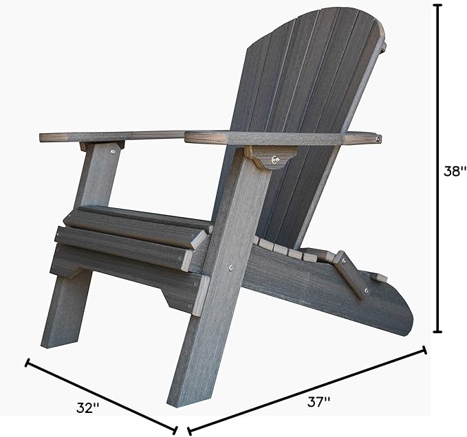 Deluxe Folding Poly Adirondack Folding Chair (Coastal Gray)