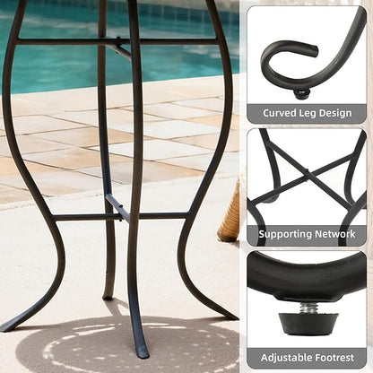 Side Table Outdoor, Mosaic Patio Table Plant Stand, 22" H Iron Coffee End Table,Weather Resistant Tile Top Metal Drink Bar Table for Indoor Garden Balcony Yard Bistro Balcony