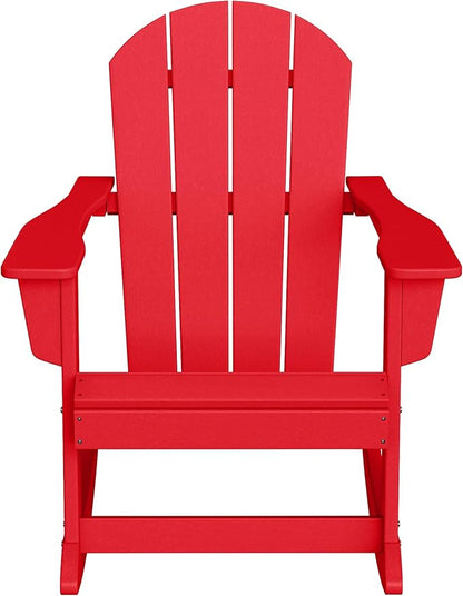 WO WESTIN OUTDOOR HDPE Laguna Outdoor Rocking Poly Adirondack Chair, Red