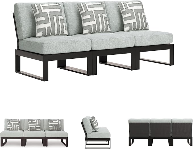 Signature Design by Ashley Beachloft Straight Coastal 3-Piece Outdoor Sectional with Removable Cushion - Photo 6