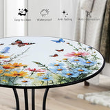 Outdoor Side Table, Flower & Butterfly Round Accent Table, Metal Indoor Small End Tables - Photo 6