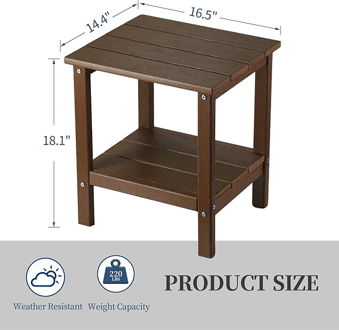 Outdoor Side Table, Double Layer Small Side Tables, All Weather Adirondack Side Table - Photo 3