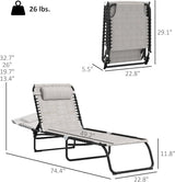 Outsunny Folding Chaise Lounge Chair Set of 2, Patio Sun Tanning Chair - Photo 3