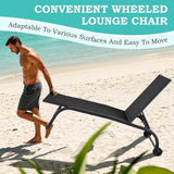 EROMMY Patio Chaise Lounge Chair Set of 2 with Table, Adjustable Backrest & Wheels - Photo 7